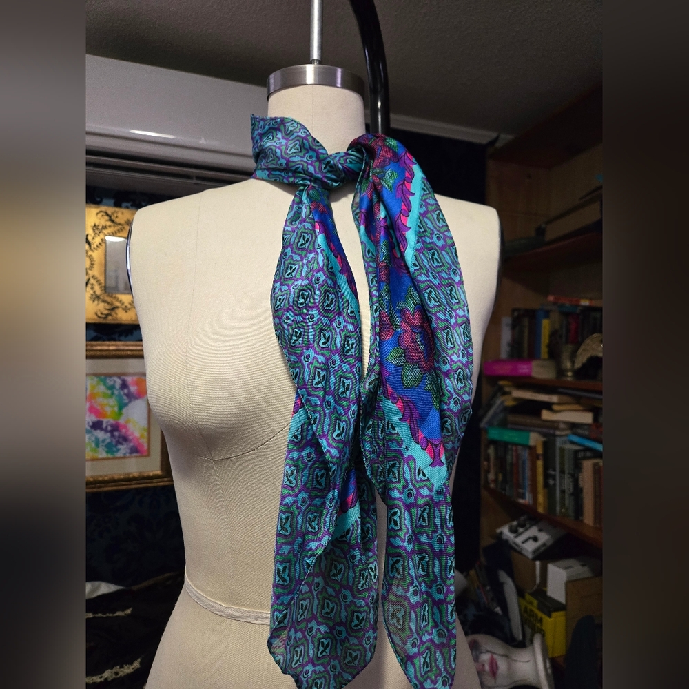 Floral Blue and Pink Scarf